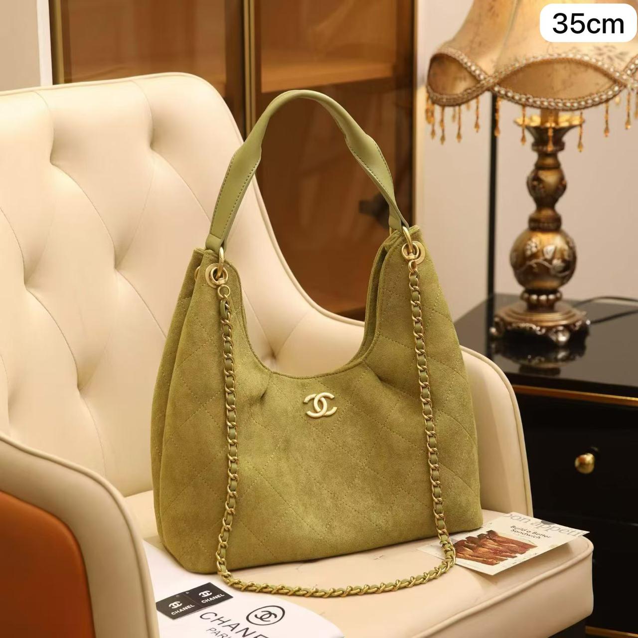 WhatsApp Image 2026-05-20 at 21.28.52 (3) Olive Green Velour 35cm Luxury Iconic Designer Bag - Image 1