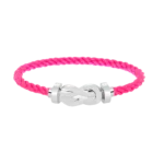 FORCE LARGE HORSESHOE CLASP METAL BRACELET - 10. Pink nylon rope