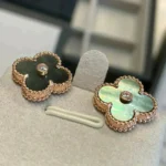 CLOVER MEDIUM 1 MOTIFS GRAY MOP DIAMOND EARRINGS - Rose Gold