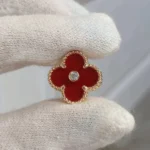CLOVER MEDIUM 1 MOTIFS CARNELIAN DIAMOND earrings - Rose Gold