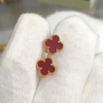 CLOVER MINI GOLD EARRINGS - Carnelian