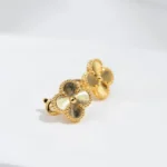 CLOVER MEDIUM 1 MOTIFS LASER EARRINGS - Rose Gold