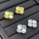 CLOVER MINI 9.5MM LASER EARRINGS - Rose Gold