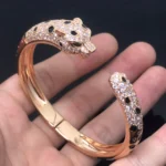 PANTHERE BIG BRACELET DIAMONDS - 17, Pink Gold