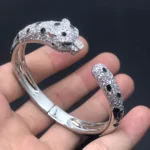 PANTHERE BIG BRACELET DIAMONDS - 17, Silver
