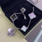 CLOVER 5 MOTIFS SIVLER DARK MOP BRACELET - 19