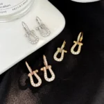 FORCE 10 FULL DIAMOND DROP EARRINGS MEDIUM MODEL - Pink Gold