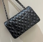 FLAP BAG 25CM SILVER HARDWARE BLACK LAMBSKIN - Image 13
