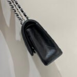 FLAP BAG 25CM SILVER HARDWARE BLACK LAMBSKIN - Image 5