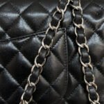 FLAP BAG 25CM SILVER HARDWARE BLACK LAMBSKIN - Image 18