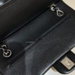 FLAP BAG 25CM SILVER HARDWARE BLACK LAMBSKIN - Image 9
