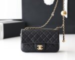 FLAP BAG 20CM GOLD HARDWARE BLACK LAMBSKIN - Image 2