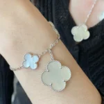 CLOVER 5 MOTIF WHITE MOP SILVER BRACELET - 19