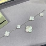 CLOVER 5 MOTIF WHITE MOP SILVER BRACELET - 19