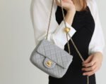 FLAP BAG 17CM GREY LAMBSKIN GOLD HARDWARE - Image 14