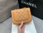 MINI SQUARE FLAP BAG 17CM BROWN LAMBSKIN GOLD HARDWARE - Image 5