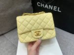 MINI SQUARE FLAP BAG 17CM YELLOW LAMBSKIN GOLD HARDWARE - Image 9