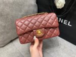 MINI RECTANGLE FLAP BAG 20CM BURGUNDY LAMBSKIN GOLD HARDWARE - Image 2