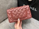 MINI RECTANGLE FLAP BAG 20CM BURGUNDY LAMBSKIN GOLD HARDWARE - Image 5