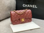 MINI RECTANGLE FLAP BAG 20CM BURGUNDY LAMBSKIN GOLD HARDWARE - Image 14