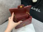 MINI RECTANGLE FLAP BAG 20CM BURGUNDY LAMBSKIN GOLD HARDWARE - Image 7