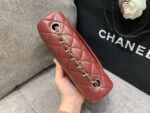 MINI RECTANGLE FLAP BAG 20CM BURGUNDY LAMBSKIN SILVER HARDWARE - Image 3