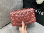 MINI RECTANGLE FLAP BAG 20CM BURGUNDY LAMBSKIN SILVER HARDWARE - Image 4