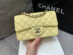 MINI RECTANGLE FLAP BAG 20CM YELLOW LAMBSKIN SILVER HARDWARE - Image 2