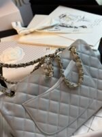 FLAP BAG 25CM GOLD HARDWARE GREY CAVIAR - Image 15
