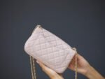 MINI RECTANGLE FLAP BAG 20CM LIGHT PINK LAMBSKIN GOLD HARDWARE - Image 12