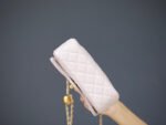 MINI RECTANGLE FLAP BAG 20CM LIGHT PINK LAMBSKIN GOLD HARDWARE - Image 4