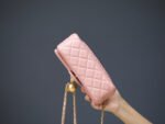 MINI RECTANGLE FLAP BAG 20CM PINK LAMBSKIN GOLD HARDWARE - Image 2