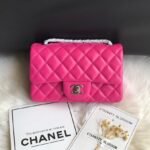 CC 20 CLASSIC SMALL DOUBLE FLAP BAG IN DEEP PINK CALFSKIN - Image 9