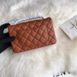 CC 20 CLASSIC SMALL DOUBLE FLAP BAG IN CARAMEL BROWN CALFSKIN - Image 12