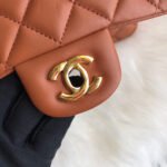 CC 20 CLASSIC SMALL DOUBLE FLAP BAG IN CARAMEL BROWN CALFSKIN - Image 14