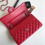 FLAP BAG MEDIUM 25CM RED LAMBSKIN SILVER HARDWARE - Image 13