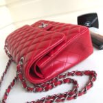 FLAP BAG MEDIUM 25CM RED LAMBSKIN SILVER HARDWARE - Image 5