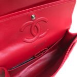 FLAP BAG MEDIUM 25CM RED LAMBSKIN SILVER HARDWARE - Image 15