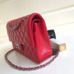 FLAP BAG MEDIUM 25CM RED LAMBSKIN SILVER HARDWARE - Image 16
