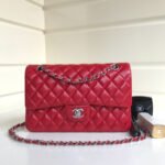 FLAP BAG MEDIUM 25CM RED LAMBSKIN SILVER HARDWARE - Image 10