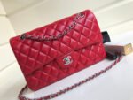 FLAP BAG MEDIUM 25CM RED LAMBSKIN SILVER HARDWARE - Image 8