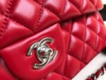 FLAP BAG MEDIUM 25CM RED LAMBSKIN SILVER HARDWARE - Image 9