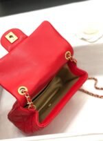 MINI SQUARE CLASSIC FLAP BAG 17CM RED LAMBSKIN GOLD HARDWARE - Image 6