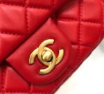 MINI SQUARE CLASSIC FLAP BAG 17CM RED LAMBSKIN GOLD HARDWARE - Image 9