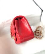 MINI SQUARE FLAP BAG 17CM RED LAMBSKIN GOLD HARDWARE - Image 14