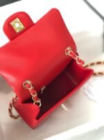 MINI SQUARE FLAP BAG 17CM RED LAMBSKIN GOLD HARDWARE - Image 2