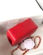 MINI SQUARE FLAP BAG 17CM RED LAMBSKIN GOLD HARDWARE - Image 9