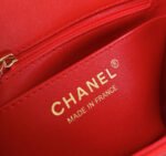 MINI SQUARE FLAP BAG 17CM RED LAMBSKIN GOLD HARDWARE - Image 6