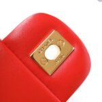 MINI SQUARE FLAP BAG 17CM RED LAMBSKIN GOLD HARDWARE - Image 7