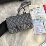 CC MINI 20 BAG IN SHADOW GREY CALFSKIN GOLD HARDWARE - Image 4